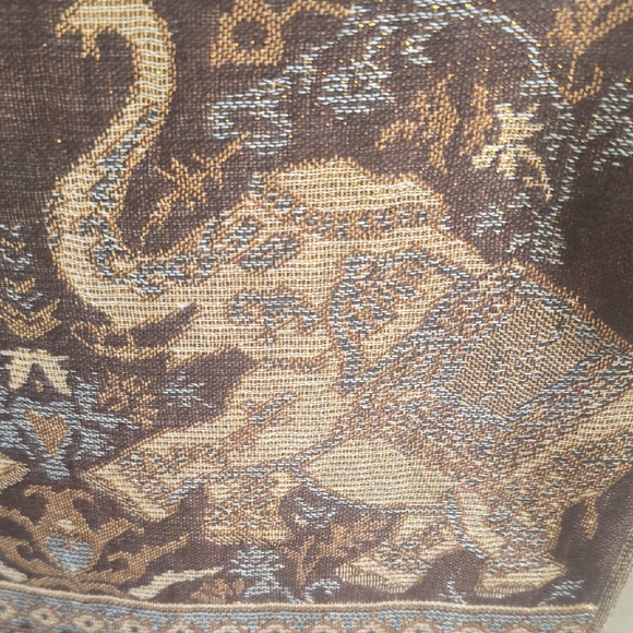 Pashmina Brown and Gold Elephant Design Shawl - Picture 8 of 10